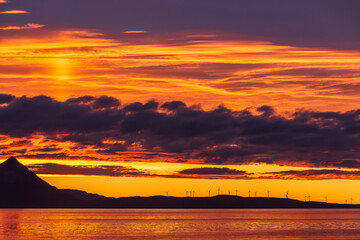 Wind driven power station om island Vannøya, in northern Norway
