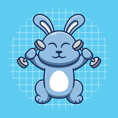 Cute bunny lifting weights vector illustration