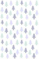 Estampado de abetos de navidad. Abetos de diferentes colores neutros sobre fondo de color neutro plano blanco