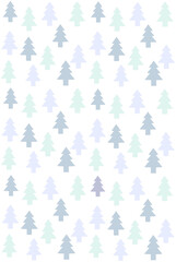 Estampado de abetos de navidad. Abetos de diferentes colores neutros sobre fondo de color blanco
