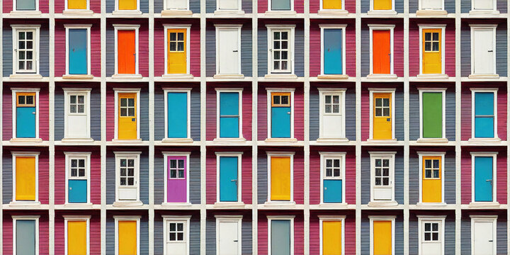 Endless colorful doors as seamless pattern wallpaper design
