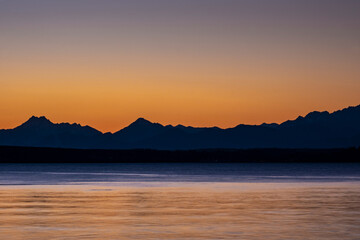 Glow Behind the Olympic Mountains at Sunset