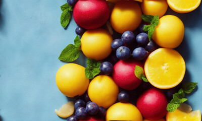 Tile fruit vegetable salad top view