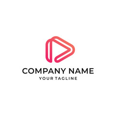 Play Button Line Art Logo Design