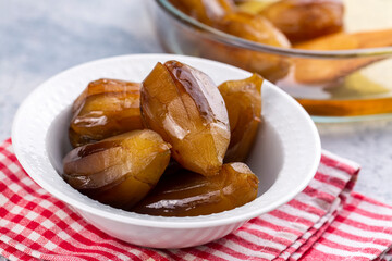 Traditional delicious Turkish dessert; eggplant jam (Turkish name; patlican receli)