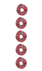 Chocolate donuts with colorful dragees. Isolated watercolor illustrations for festive Christmas decor