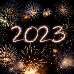 2023 New Year fireworks background