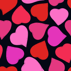 Romantic seamless pattern. Happy Valentine's day, wedding, sweet love concept background. Freehand hearts surface print