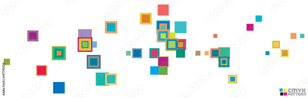 Poster Simple abstract illustration with scattered multicolored squares