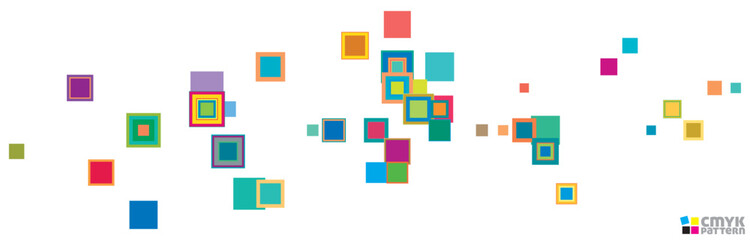 Simple abstract illustration with scattered multicolored squares
