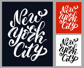 New York City. Hand Draw Lettering by brush pen. Typography Art Print Design for t-shirt. Vector illustration.