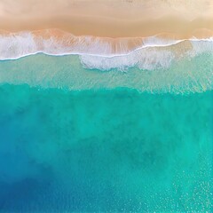 Fototapeta na wymiar Paradise beach and turquoise sea, directly above view. AI generated photorealistic illustration
