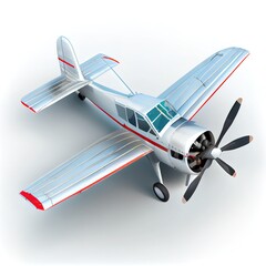 Vintage airplane model, isometric, isolated on white background. Ai generated illustration