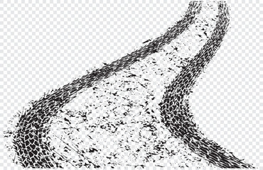 Pair of vector trails, traces of the tyre in grunge style on a dirty background © Anton Shpak