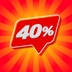 40% forty percent off in red speech bubble