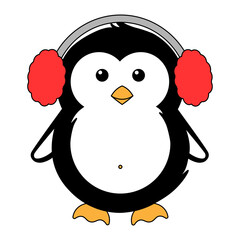 Simple illustration of cute winter penguin for Christmas holiday
