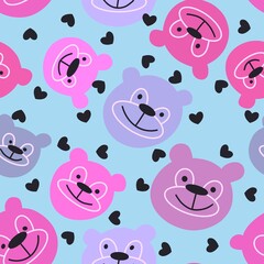 Cartoon toys animals seamless fluffy bears pattern for wrapping paper and fabrics and kids clothes print