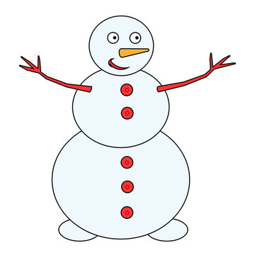 Simple illustration of funny snowman Concept for Christmas holiday