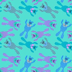 Naklejka premium Cartoon toys animals seamless bears pattern for wrapping paper and kids clothes print and fabrics and linens