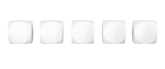 White plastic tiles in white background, 3d rendering. Letter cubes with no sign, mock-up for abbreviations and signs