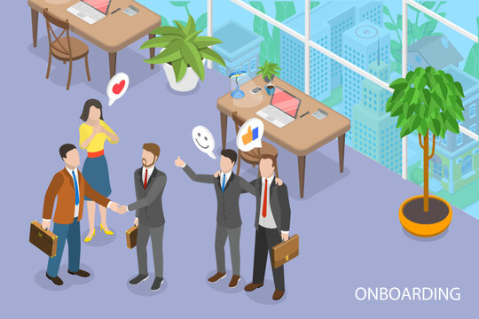 3D Isometric Flat Vector Conceptual Illustration of New Employee Onboarding , Welcoming a New Team Member