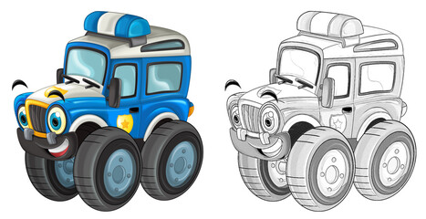 happy cartoon off road heavy truck car isolated illustration