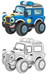 happy cartoon off road heavy truck car isolated illustration