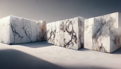 Cold marble background, texture. Large stone stones, marble walls, hall with columns. Abstract cold marble hall.