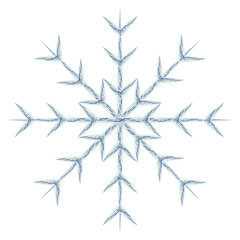 Abstract image snowflake by different patterned lines in trendy wintry muted hues. Icon. Isolate