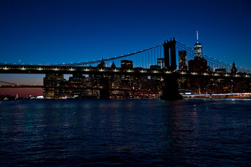 Obraz na płótnie Canvas New York City Manhattan skyline panorama with Brooklyn Bridge and Manhattan Bridge
