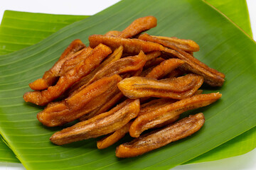 Sun dried banana. Fruit snack