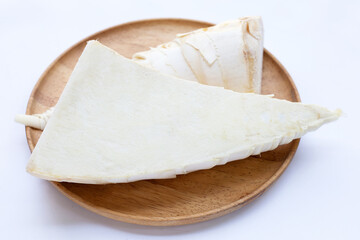 Bamboo shoots on white background.