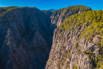 Aerial top view landscape Tazi Canyon in Manavgat, Antalya, Turkey