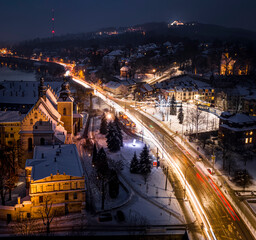Salwator in Krakow at winter night