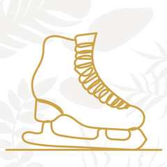 winter skates continuous line drawing, vector sketch