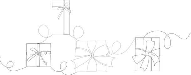 gifts continuous line drawing, vector