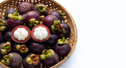 Mangosteen on white background.