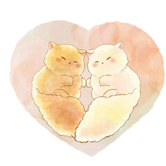 眠る猫のイラスト(ほのぼの手描き水彩風)