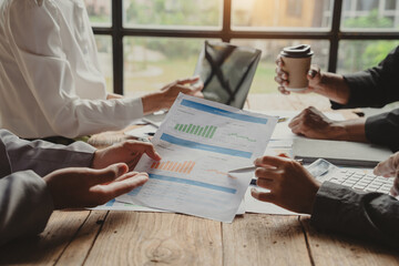 Close up.business colleagues discussing new opportunities, plan refers to a set of agreements that guide a closely.