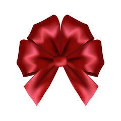 Volumetric decorative red bow Christmas and happy new year symbol