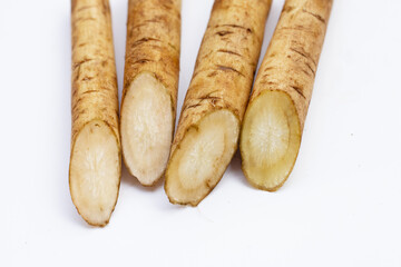 Burdock Root (Gobo) on white background.