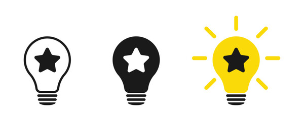 Light bulb with a star. Voting rating. Illustration.