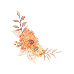 Orange Watercolor Flower Arrangement