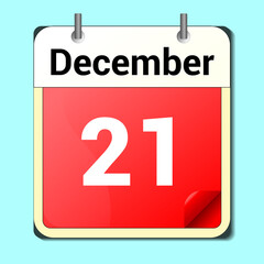 day on the calendar, vector image format, December 21
