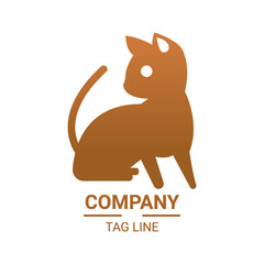 Simple Logo Design Vector Cat With White Background