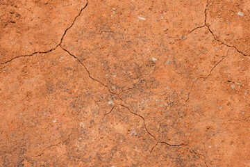 Texture of dirt floor with some cracks, used on clay tennis courts. Brick dust