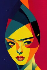 llustration art, potrait abstact of woman face as wallpaper background
