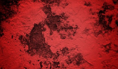 spooky themed red old wall background concept, old wall cracks and scratches with abstract art,...