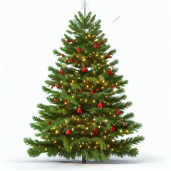 christmas tree with christmas balls and decorations isolated on white background