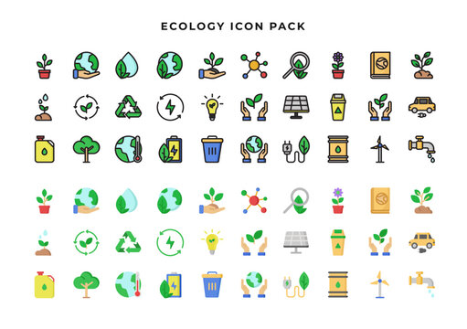 60 Ecology Icon good for persentation element with style line color and flat. Vector illustration